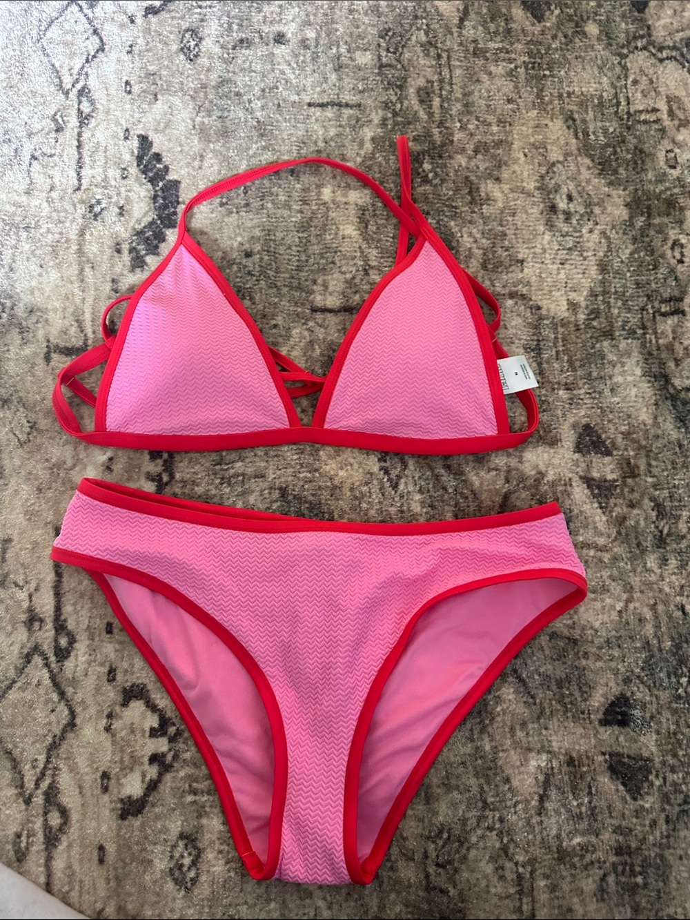 wild fable Pink Bikini with Red Trim